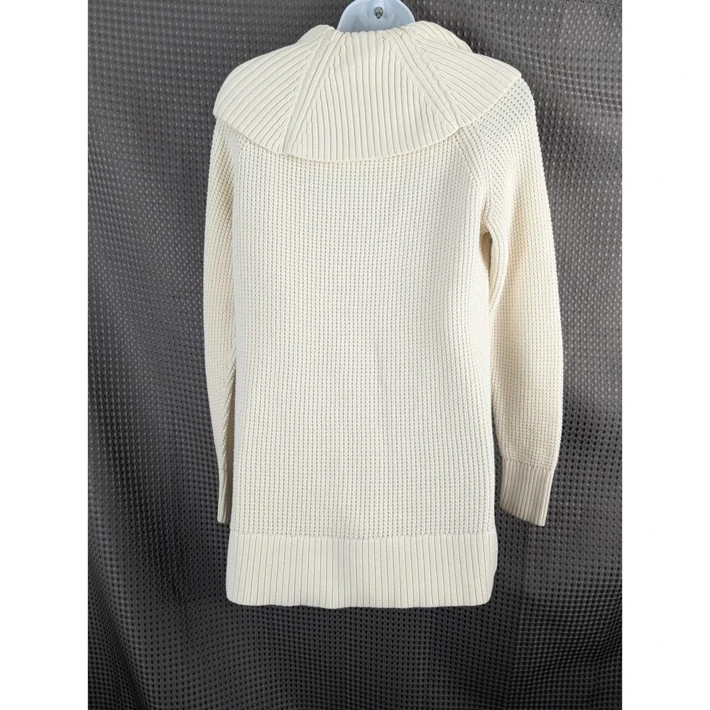 Michael‎ Kors Womens Cream Knit Cowl Neck Sweater Leather Pocket Pullover Chunky